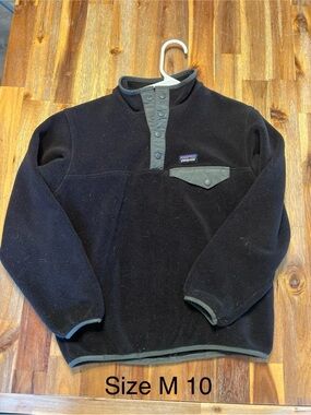 Patagonia Black Fleece Snap Pullover with Gray Trim
